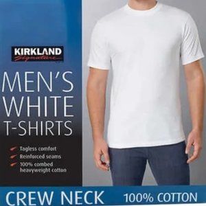 New! 2 pack Kirkland Signature White Men’s boys Crew Neck Tee select Size M L XL
